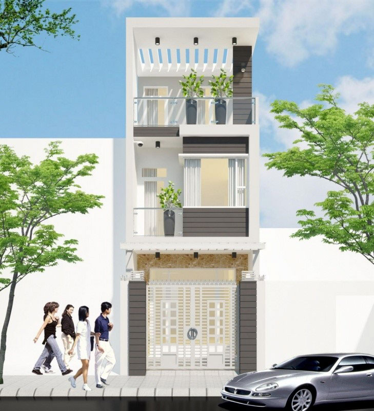 Phối cảnh tổng thể nhà ống 3 tầng 4x15m 