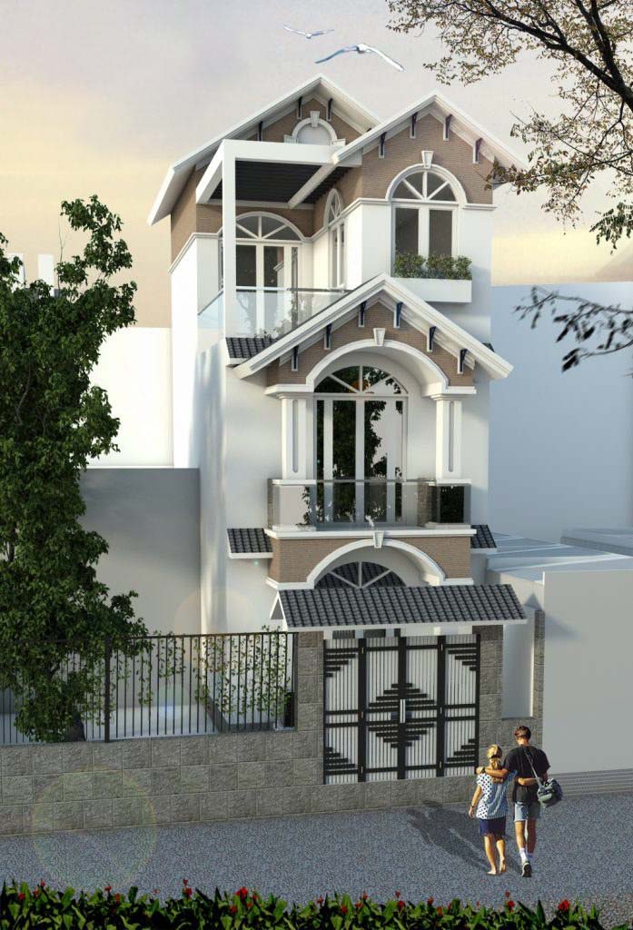 Mẫu nhà ống 3 tầng tân cổ điển với kiến trúc sang trọng