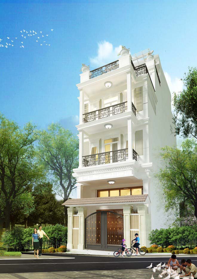 Ấn tượng với mẫu nhà ống 3 lầu phong cách tân cổ điển kiểu Pháp