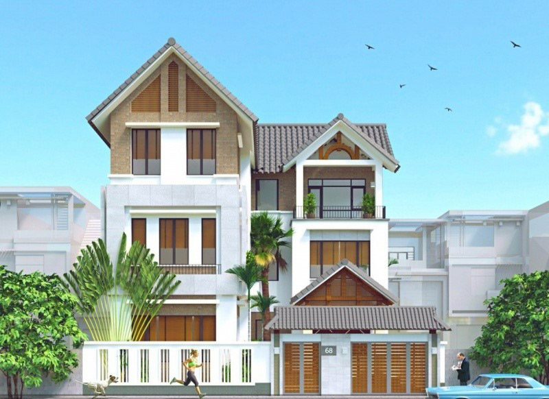 Nhà ống 3 tầng mái thái hiện đại tràn đầy sức sống