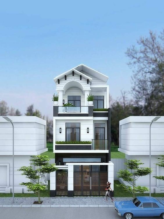 Ấn tượng với mẫu thiết kế nhà ống mái Thái 3 tầng 