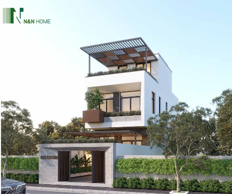 nhà 2 tầng 1 tum 4x15m