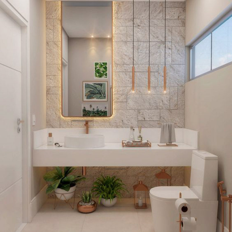 thiết kế nhà tắm với lavabo đơn giản