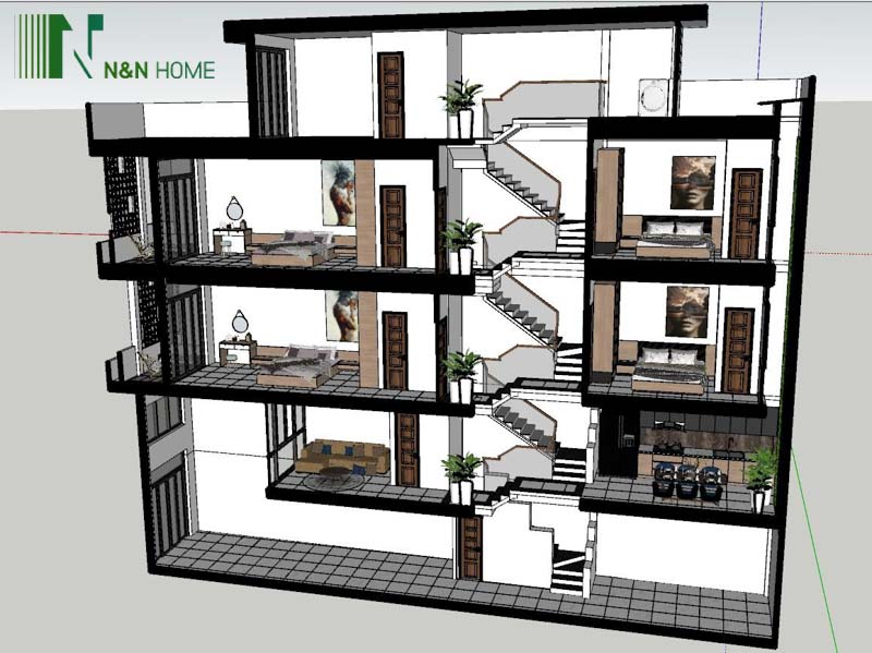 thiết kế nhà lệch tầng