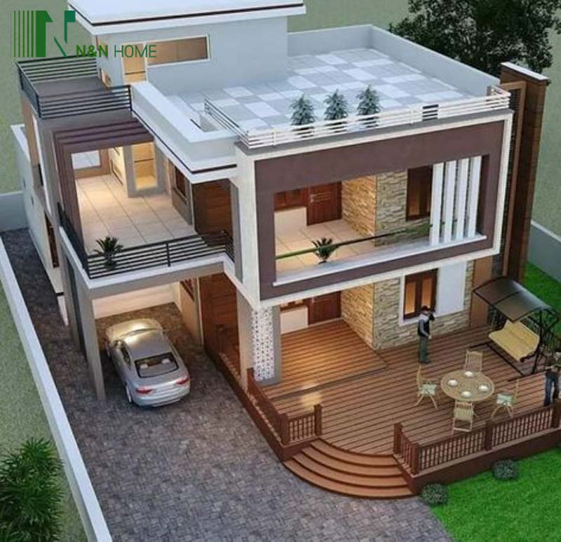 thiết kế nhà lệch tầng