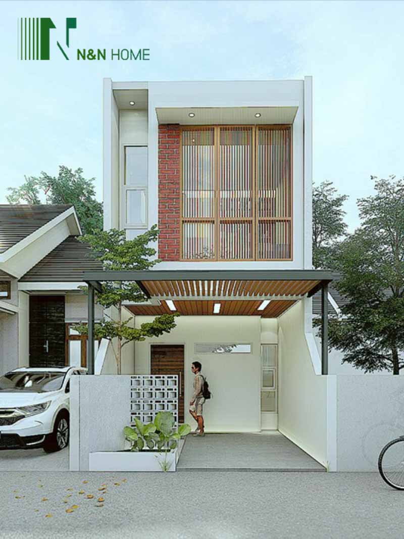Xây nhà trọn gói 800 triệu sân trước có mái che