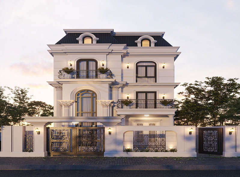 thiết kế nhà 3 tầng tân cổ điển