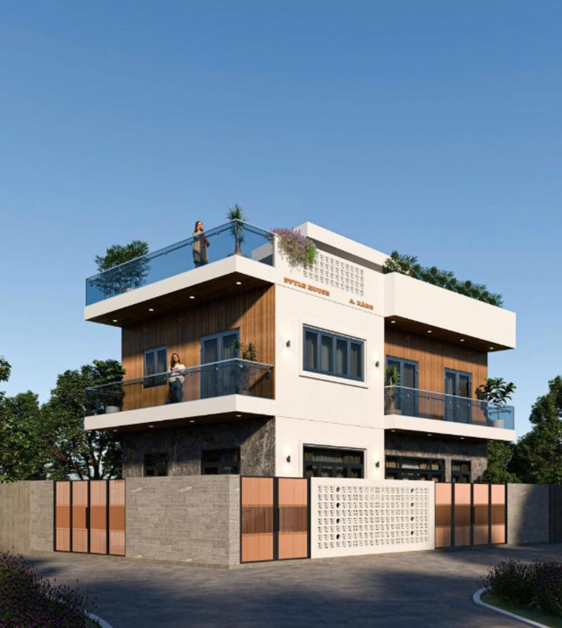 thiết kế nhà 8x13m 2 tầng