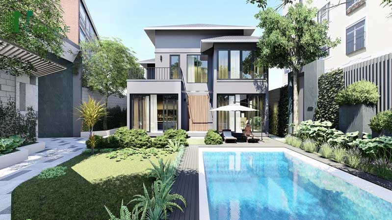 Thiết kế nhà biệt thư 2 tầng mái thái
