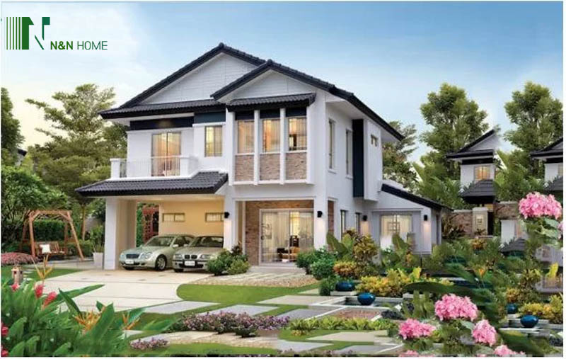 Thiết kế nhà biệt thư 2 tầng mái thái