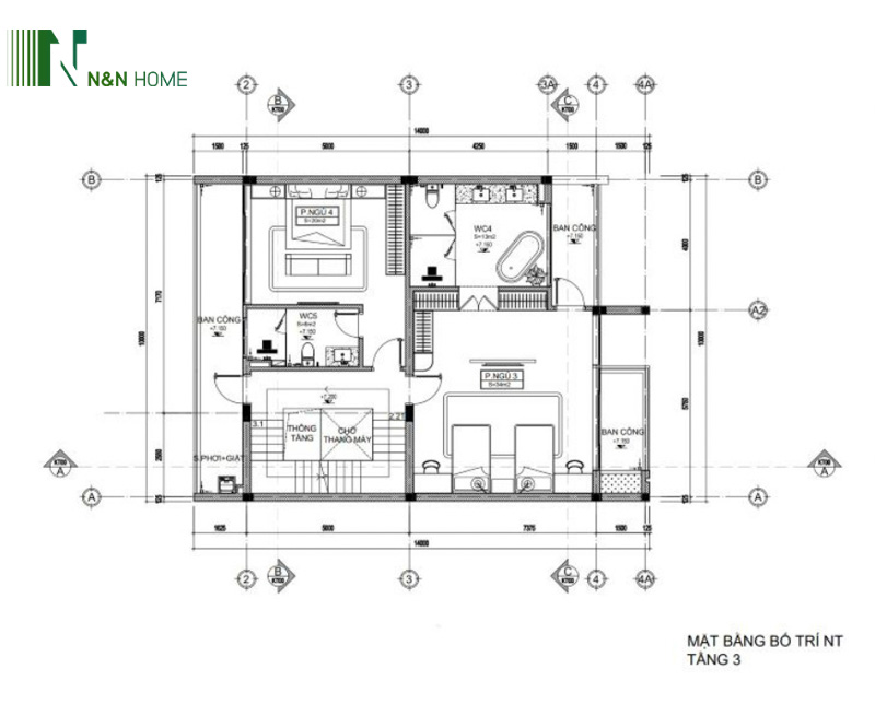 mẫu nhà 3 tầng 1 tum