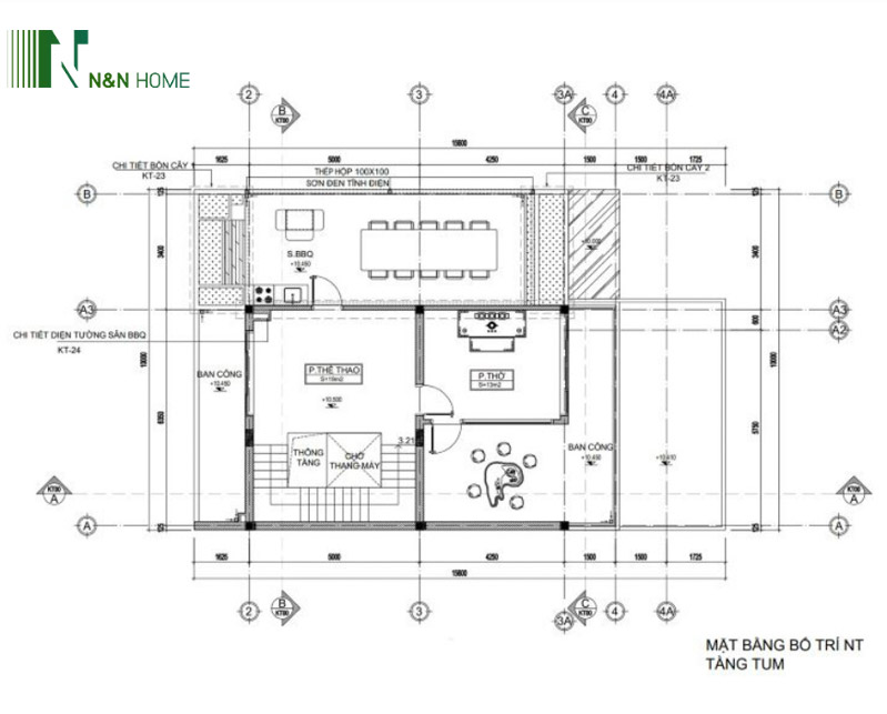 mẫu nhà 3 tầng 1 tum