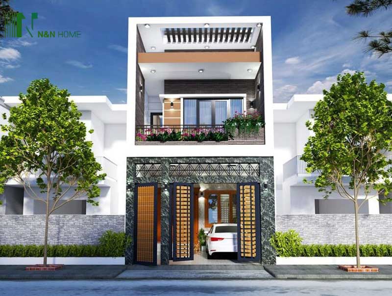Thiết kế nhà phố 2 tầng 4x20m